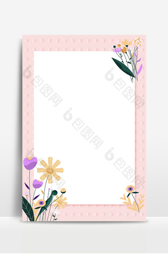 唯美几何花卉边框粉色背景图图片