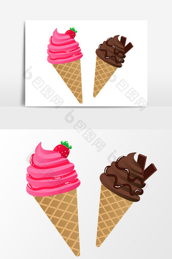冰淇淋卡通矢量元素图片