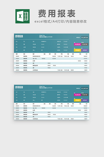 费用报表excel模板图片