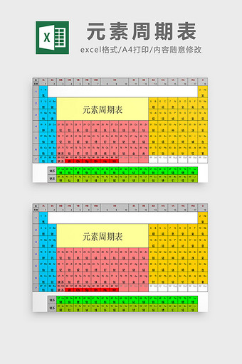 元素周期表excel模板图片