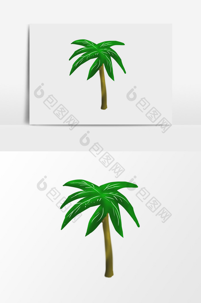 包图 插画 背景素材 【psd】 水彩手绘椰子树素材  所属分类: 插画