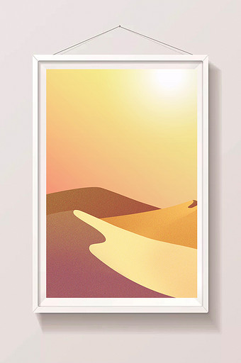 唯美暖色夏日沙漠背景插画素材图片