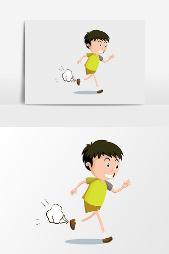卡通矢量跑步小男孩图片