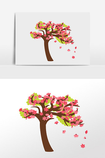 手绘卡通花朵植物树图片