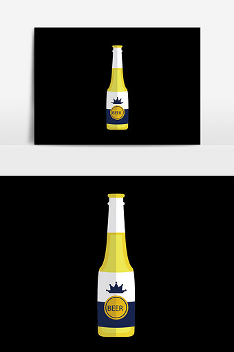 扁平卡通啤酒瓶元素图片
