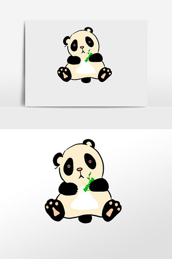 黑白卡通熊猫手绘元素插画图片