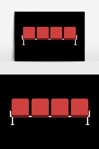 矢量扁平红色排椅椅子图片