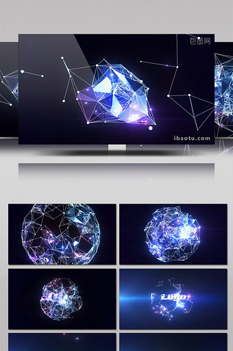 闪耀科幻粒子点线动画logo片头AE模板图片