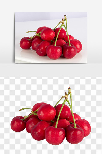 新鲜大樱桃免抠透底水果元素图片