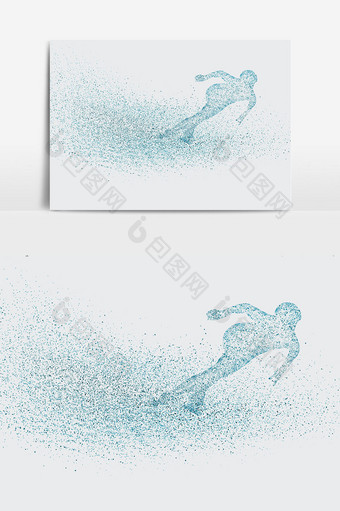 蓝色运动员粒子运动元素图片