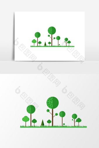 绿色春天矢量插画树林森林元素图片