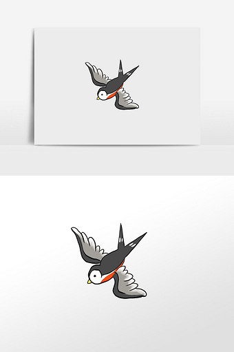 黑白卡通燕子手绘元素插画图片
