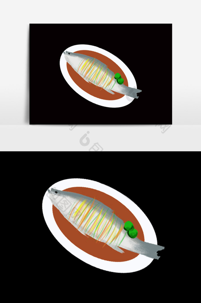 美味插画绿色背景案板图片