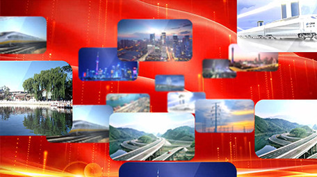 红金多图汇聚改革开放40周年片头AE模板