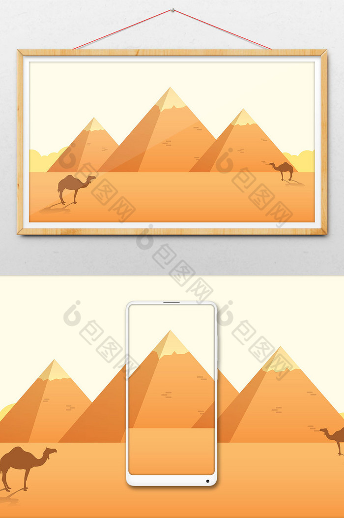 金字塔沙漠风景插画图片图片