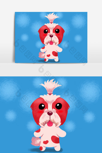 红色额可爱小狗设计元素图片