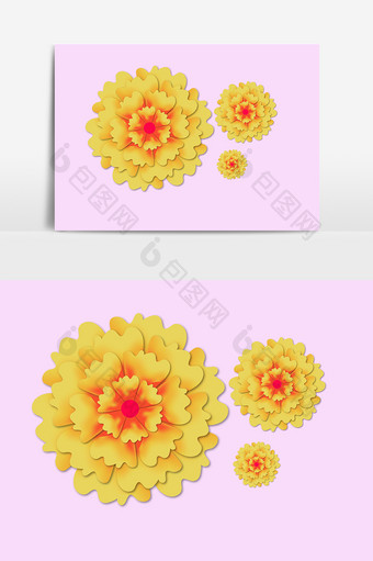 黄色大花花纹元素图片