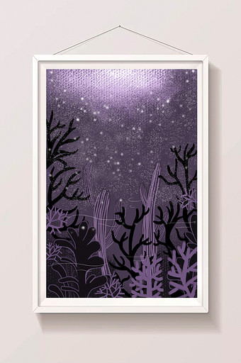 紫色梦幻唯美手绘风格竖版插画背景图片