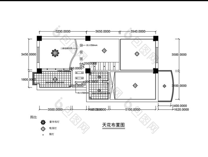 天花板灯位CAD布置图