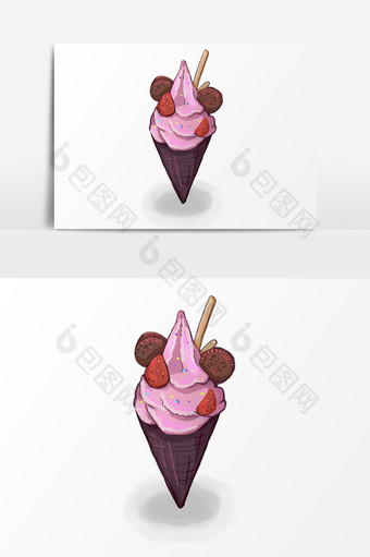 粉色手绘风冰淇淋元素图片