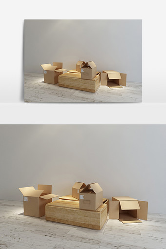 纸箱收纳盒模型效果图图片