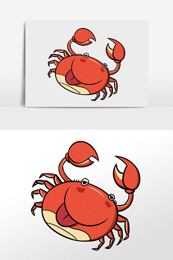 卡通醉酒小螃蟹插画元素图片