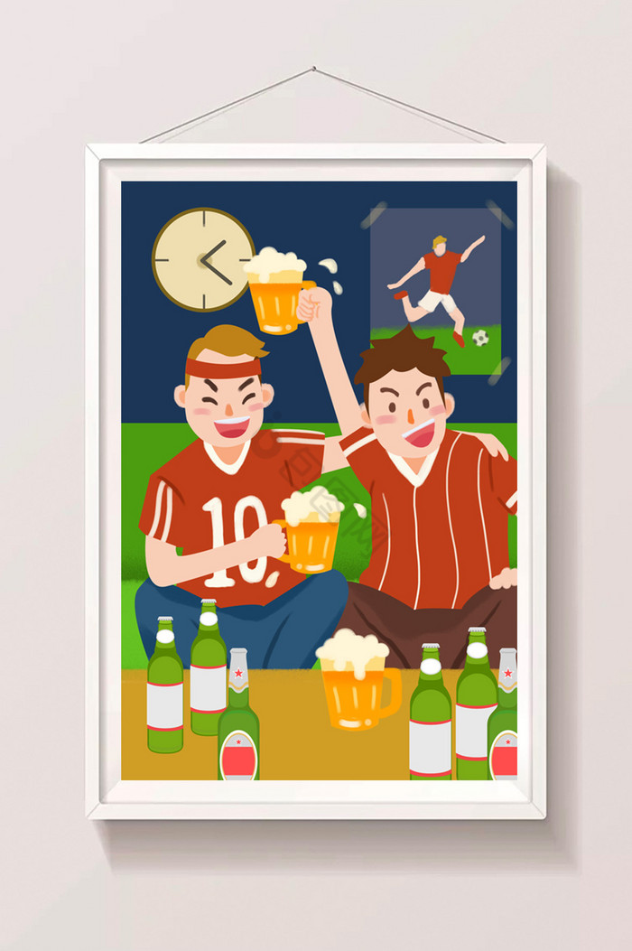 庆祝啤酒节世界杯聚会插画