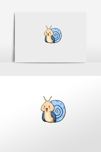 蓝色卡通蜗牛手绘元素插画图片