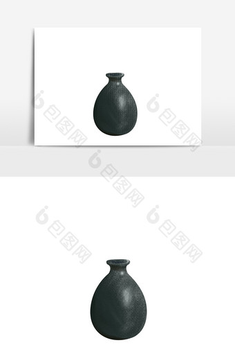 手绘黑色花瓶设计元素图片