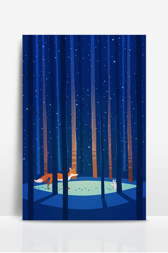 森林狐狸设计背景图图片