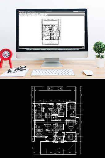 别墅1F层CAD平面定制设计图片