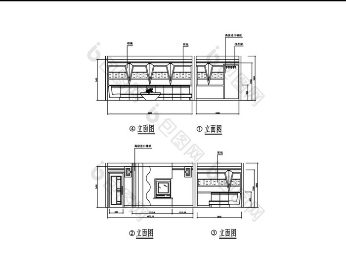 KTV包间立面图纸CAD平面布置图