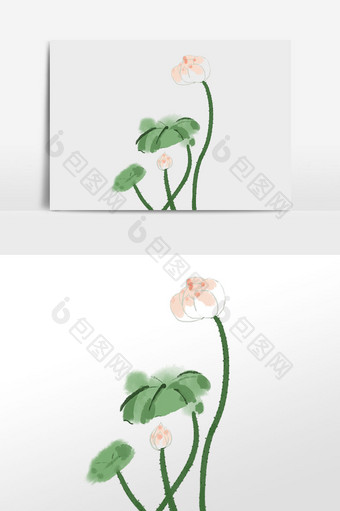 水墨风手绘花卉插画图片