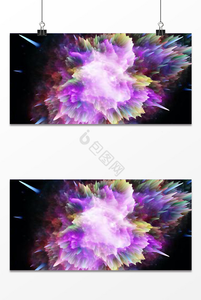 彩色3D炸裂云插画图片