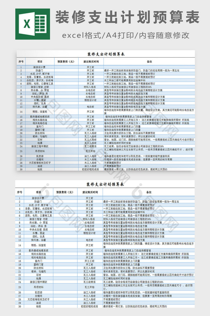 个人消费报价表装修图片