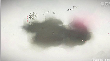 水墨片头中国风旅行风景图文AE模版