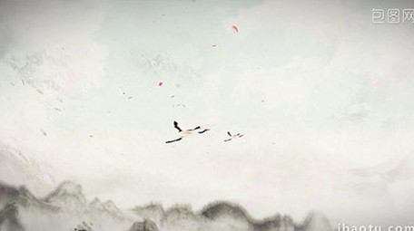 水墨片头中国风旅行风景图文AE模版