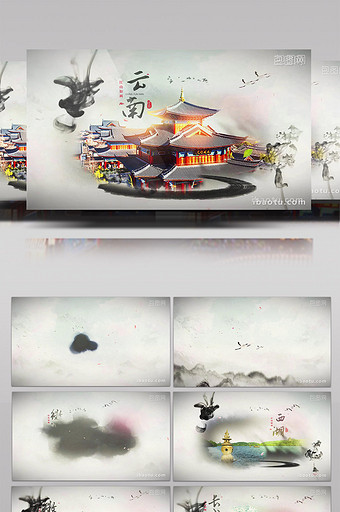 水墨片头中国风旅行风景图文AE模版图片