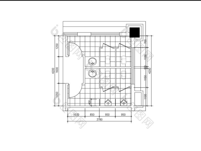 酒店卫生间平面布局图CAD图纸
