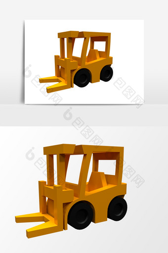 3D卡通叉车设计元素图片