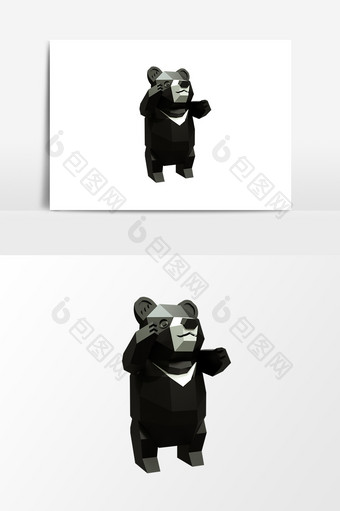 3D卡通黑熊设计元素图片