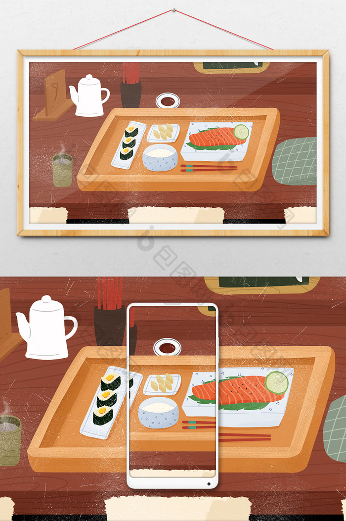 米饭三文鱼寿司图片