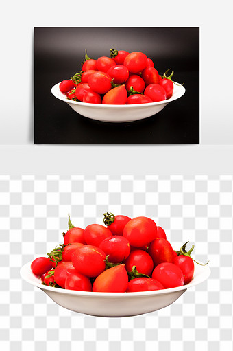 新鲜小番茄免抠高清透底水果元素素材图片