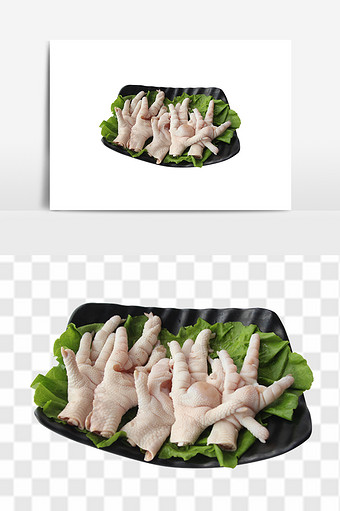火锅食材新鲜带骨鸡爪食品素材图片