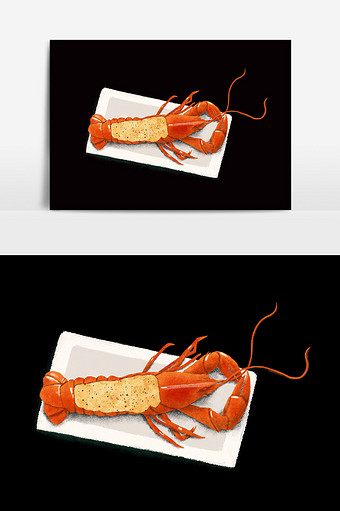卡通美食龙虾素材图片