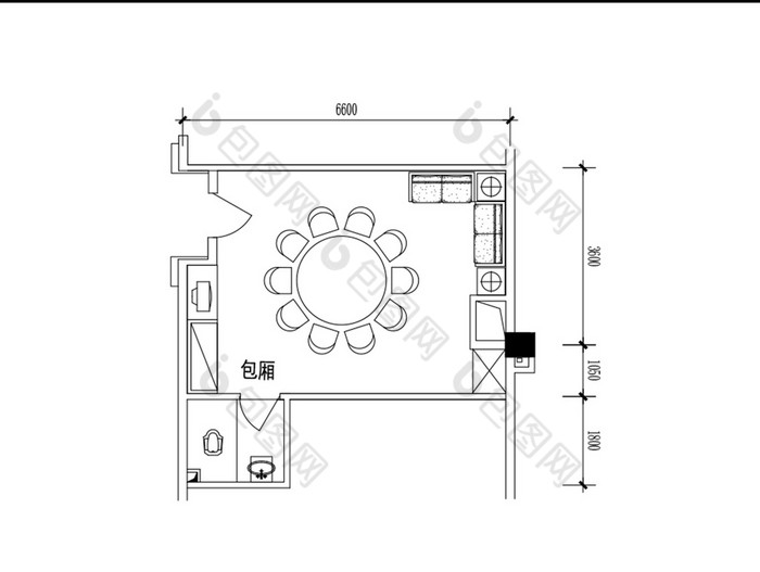 餐馆饭店包间CAD平面布局图纸