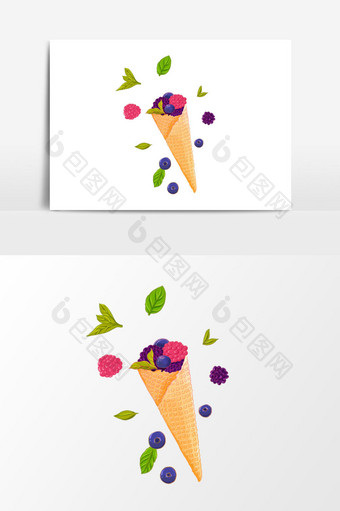 彩色手绘风水果冰淇淋素材图片