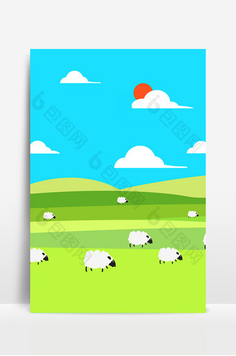 草原牧羊风景广告背景图片