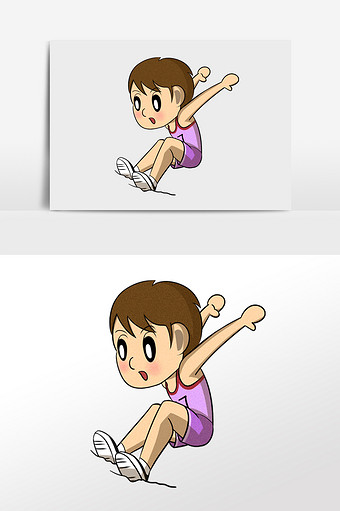 卡通跳远运动员比赛插画元素图片