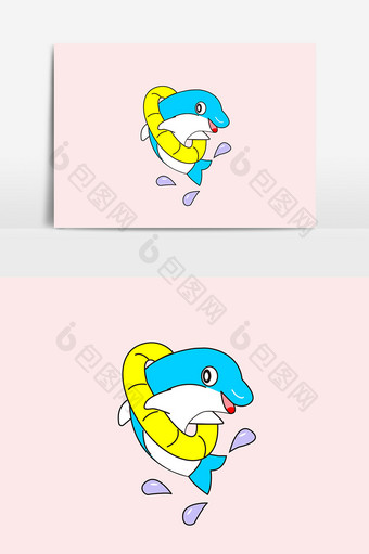 手绘游泳海豚设计图片